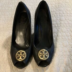 Tory Burch peep toe wedge heels